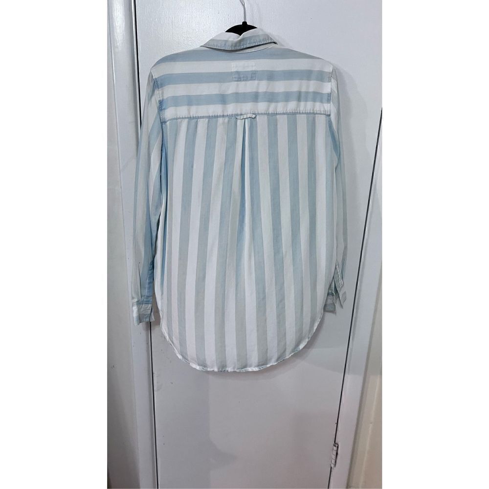 Rails Uli Lace-Up Blue White Block Stripe Blouse … - image 6